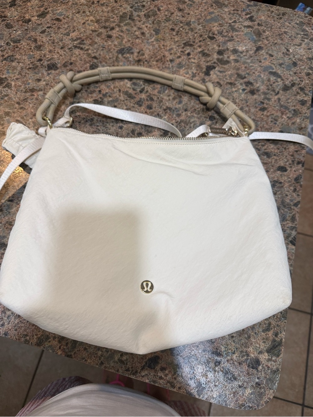 lululemon athletica Cream White Shoulder Bag with Knotted Handle